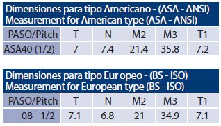 medidas piñon asa 40